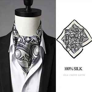 21inch  Luxury Square Silk Scarf Custom Printing Spring Summer Silk Neck Scarfs For Men