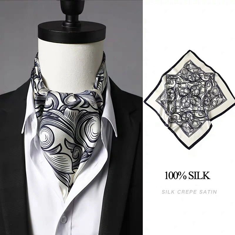 21inch  Luxury Square Silk Scarf Custom Printing Spring Summer Silk Neck Scarfs For Men