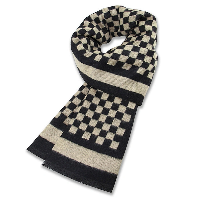 Wholesale Fashion Stylish Winter Warm Scarves Luxury Plaid Thick Custom Men Wool Blend Scarf