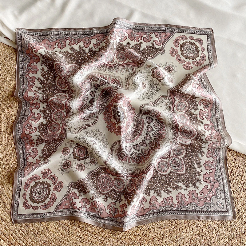 Custom digital print paisley square real silk neck scarf printed satin silk scarf 70 manufacturers