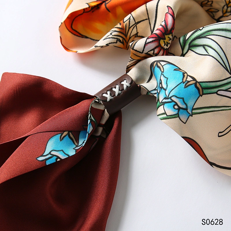 Women Luxury Floral Printed Silk Scarf Brand Designer Thin Long Silk Scarf Girl Headband Designer Neck Scarf Belt