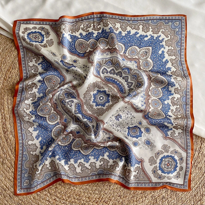 Custom digital print paisley square real silk neck scarf printed satin silk scarf 70 manufacturers