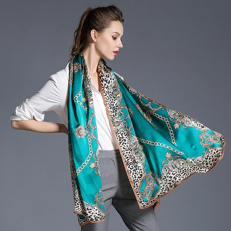 Custom silk scarf women 100% silk satin digital printed scarf 14MM 70x27inch long shawl scarf