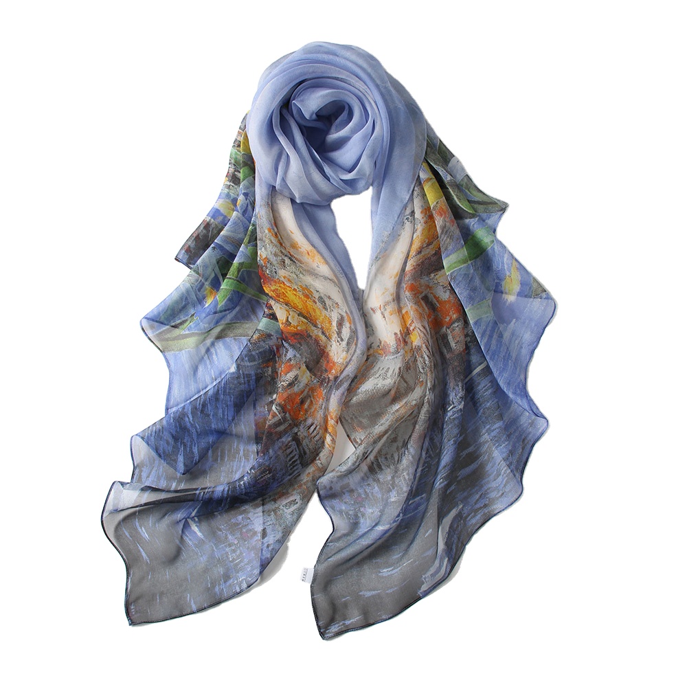 Custom Silk Satin Scarves Chiffon Shawls Custom Print Women Long Shawl Luxury Silky Scarf For Women