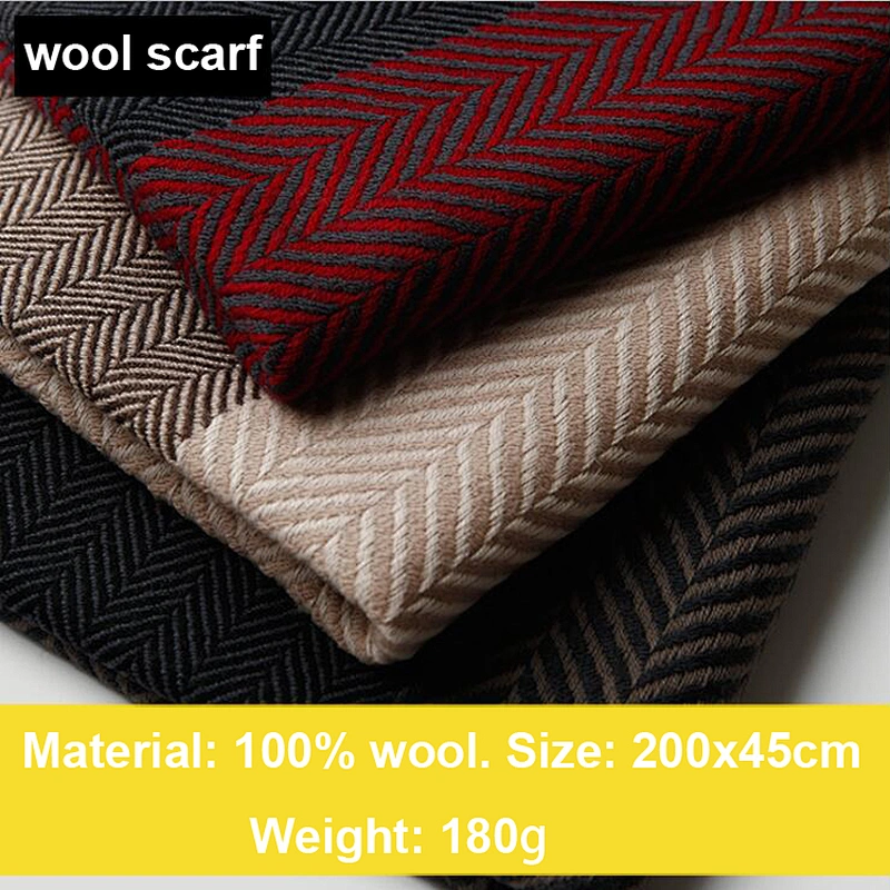 Winter scarf high quality luxury long warm fashion design 100% wool jacquard men scarf