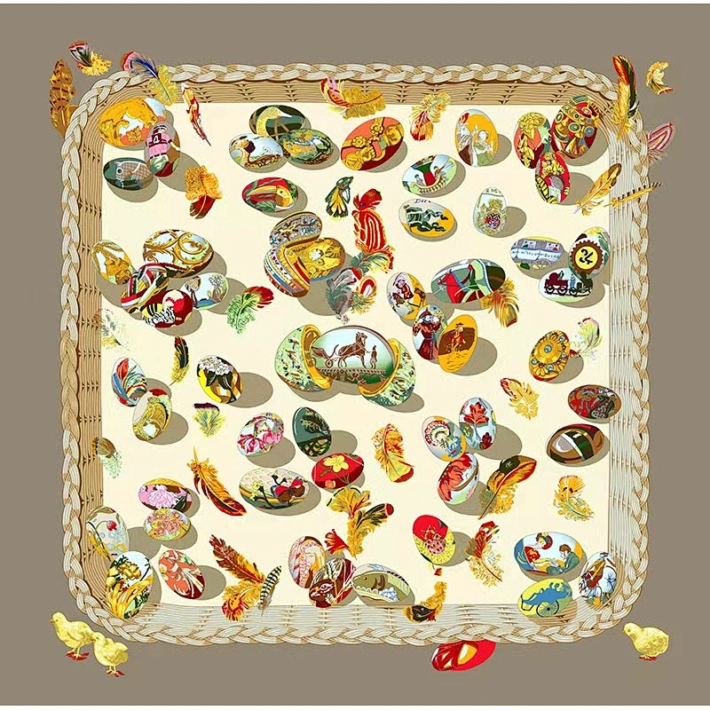 2022 New fashion large square 100% silk twill digital print scarf