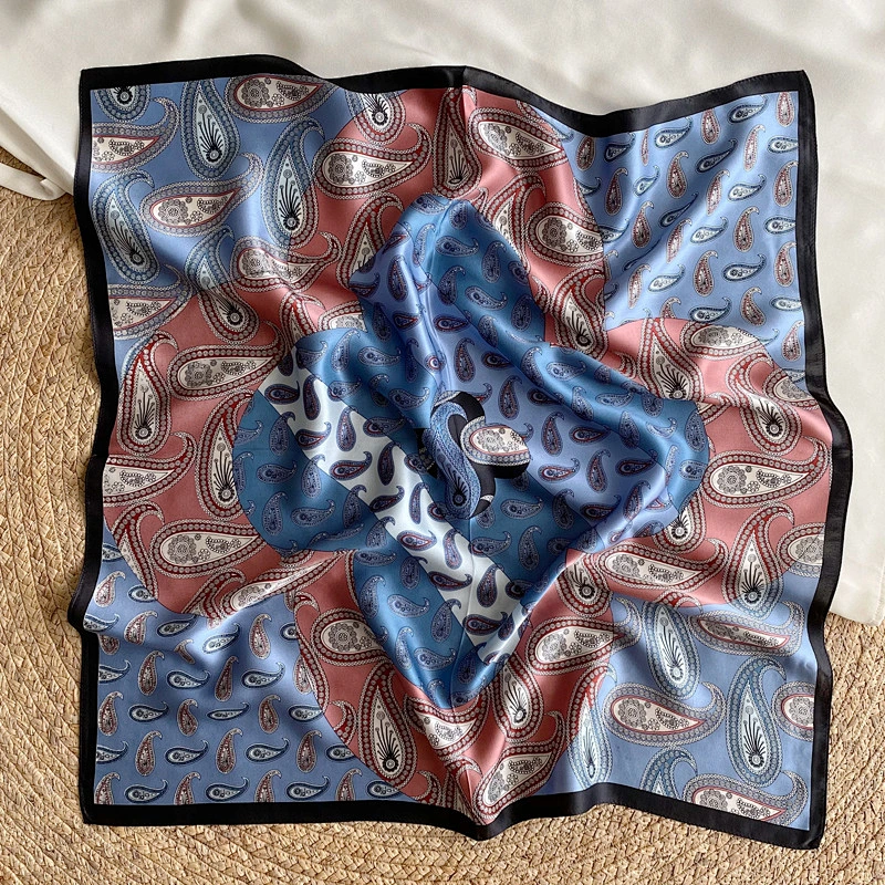 Custom digital print paisley square real silk neck scarf printed satin silk scarf 70 manufacturers