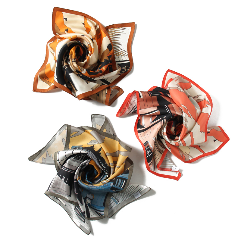 Custom Silk Square Scarf Women 100% Silk Twill Digital Printed Scarf 14MM 27x27inch Large shawl scarf