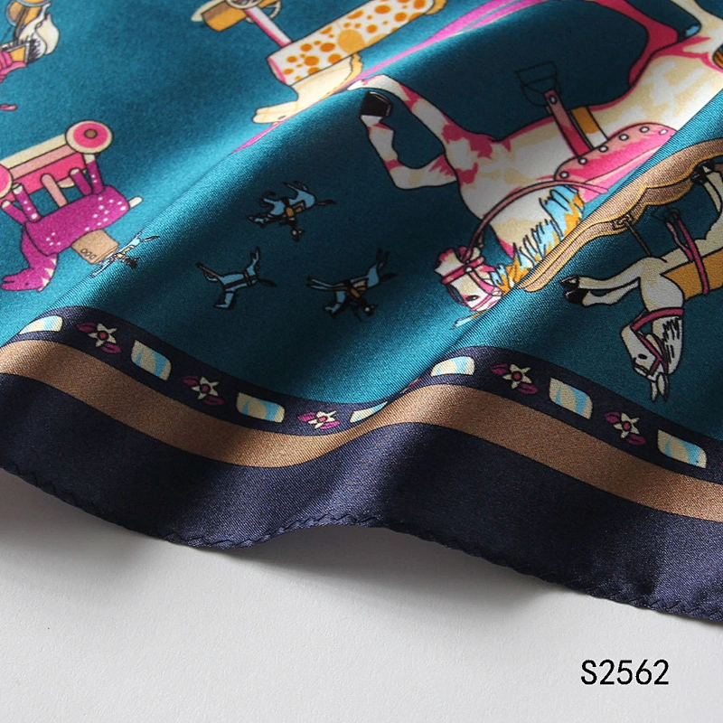 Manufacturer new fashion hair bandanas scarf luxury designer 53*53cm neck scarf inspired printed small silk square scarves