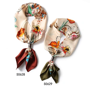 Women Luxury Floral Printed Silk Scarf Brand Designer Thin Long Silk Scarf Girl Headband Designer Neck Scarf Belt