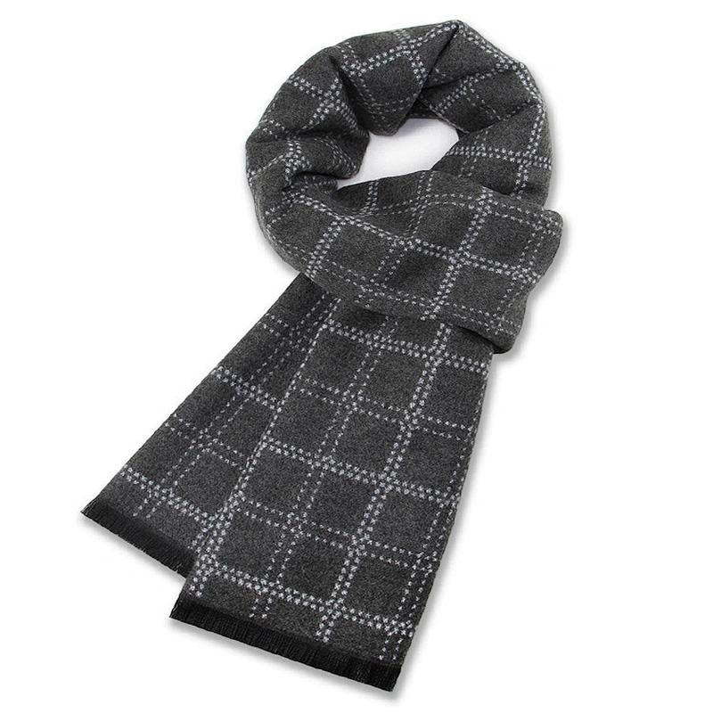 New Fashion Winter Men's gift Gray Striped Scarves wool acrylic blend scarfs