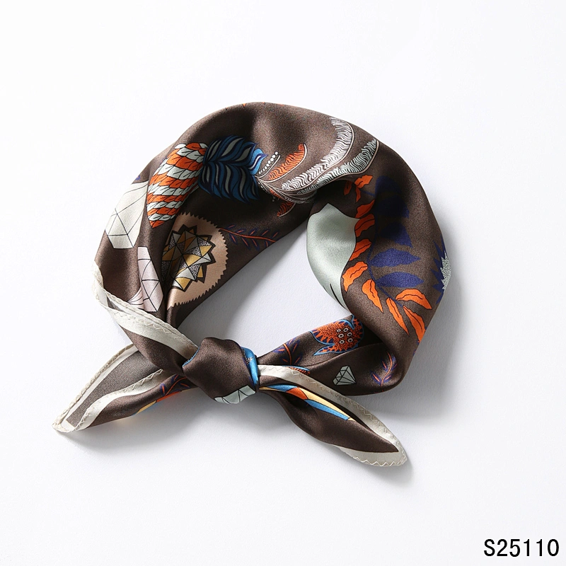 100% Natural Silk Scarf Women Design Print Foulard Neck Hairband Female Small Square Scarves Spring Kerchief