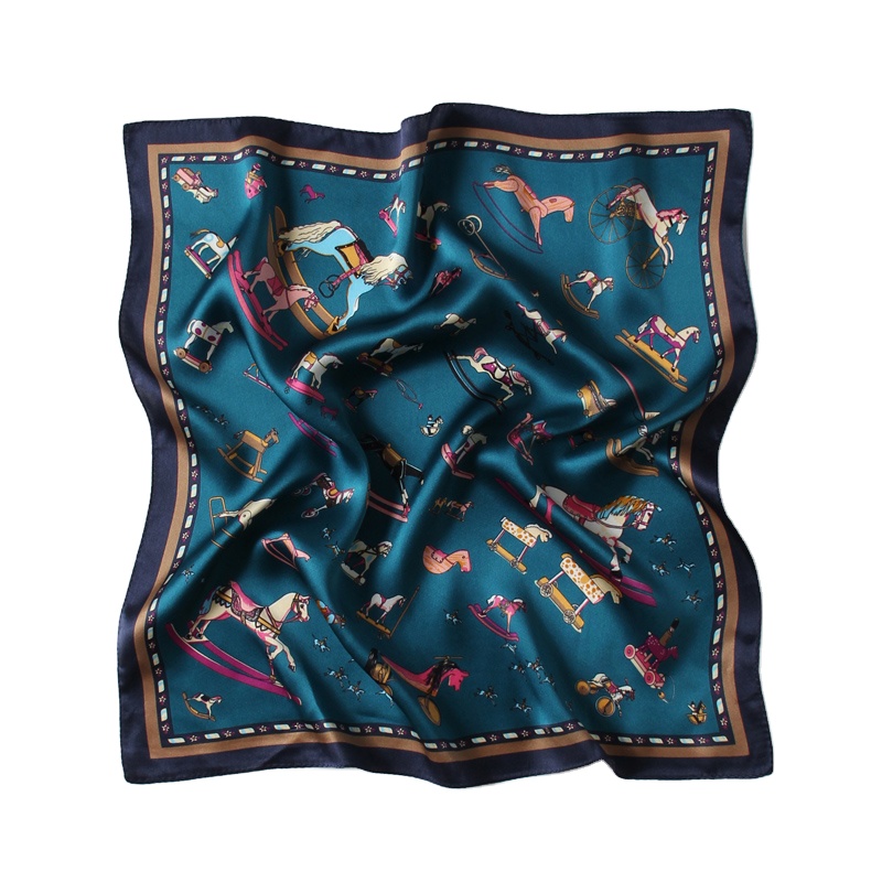 Manufacturer new fashion hair bandanas scarf luxury designer 53*53cm neck scarf inspired printed small silk square scarves