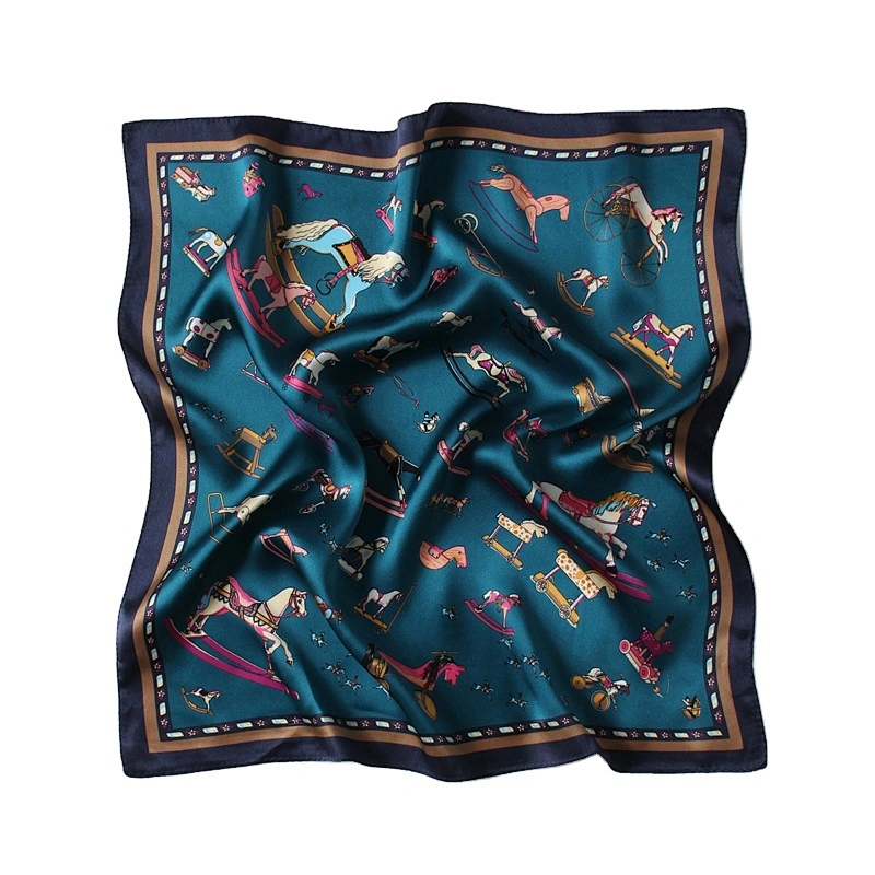 Manufacturer new fashion hair bandanas scarf luxury designer 53*53cm neck scarf inspired printed small silk square scarves