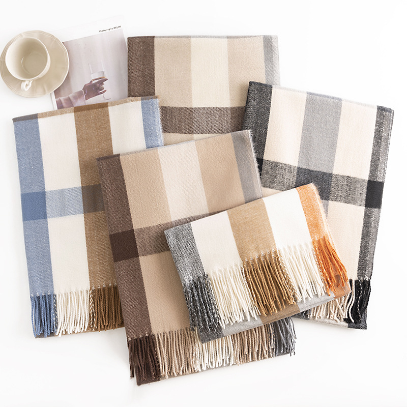 Fashion Soft Winter Soft Pashmina Cashmere Scarf Lady Stylish Plain Woven Women Tassel Cashmere Shawl