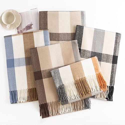 Fashion Soft Winter Soft Pashmina Cashmere Scarf Lady Stylish Plain Woven Women Tassel Cashmere Shawl