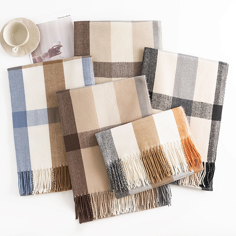 Fashion Soft Winter Soft Pashmina Cashmere Scarf Lady Stylish Plain Woven Women Tassel Cashmere Shawl