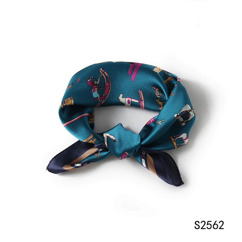 Manufacturer new fashion hair bandanas scarf luxury designer 53*53cm neck scarf inspired printed small silk square scarves