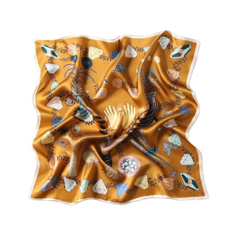 High Quality Wholesale Small 100% Twill Silk Scarf 53*53 Custom Woman Designer Digital Printing Silk Scarves Scarf With Logo