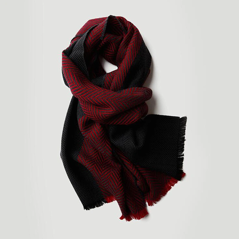 Winter scarf high quality luxury long warm fashion design 100% wool jacquard men scarf