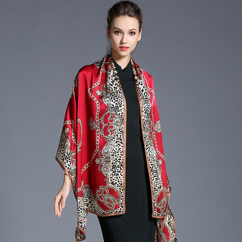 Custom 100% silk satin digital printed scarf 14MM 70x27inch long shawl scarf for women