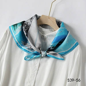 Custom digital printed head silk hair scarf bandana designer wholesale satin silk twill scarf women printing square scarves