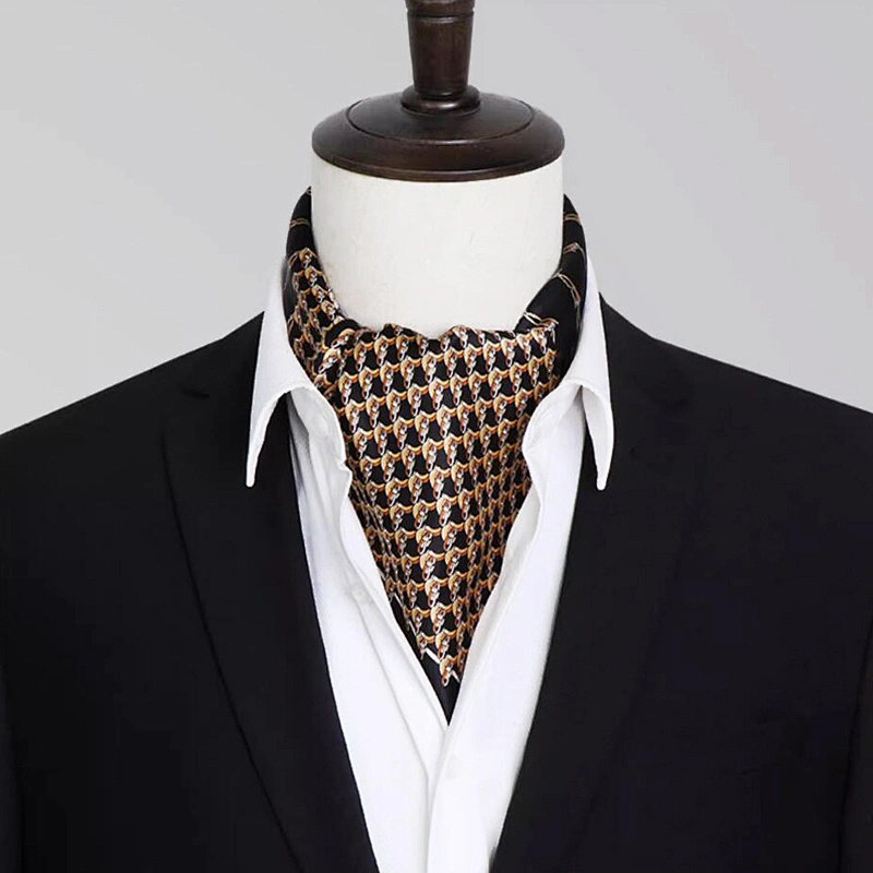 Vintage Silk Feel Square Scarf For Men Satin Bandana Print Neckerchief Geometry Head Scarf