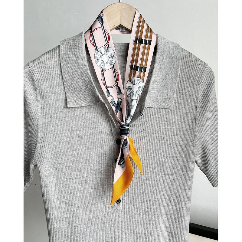 Wholesale Silk Twill Scarf Women Bag Ribbon Female Hair Skinny Scarf