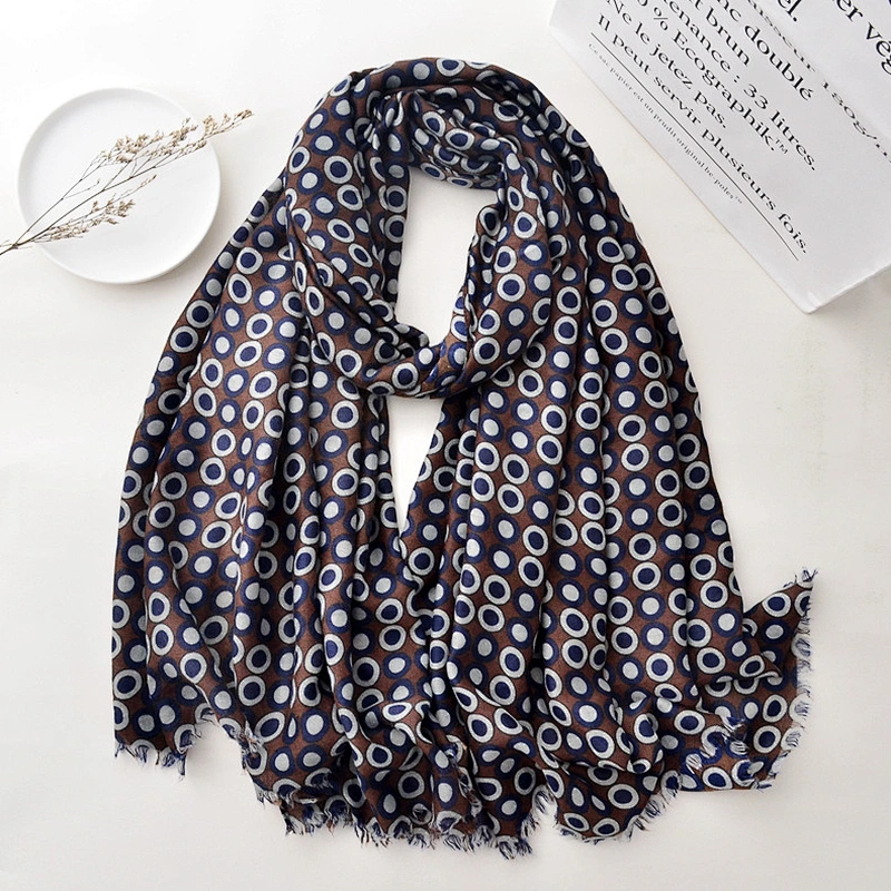 Scarf Manufacturers Custom Print Fashion Designer Digital Print Oversized Tassel Scarf