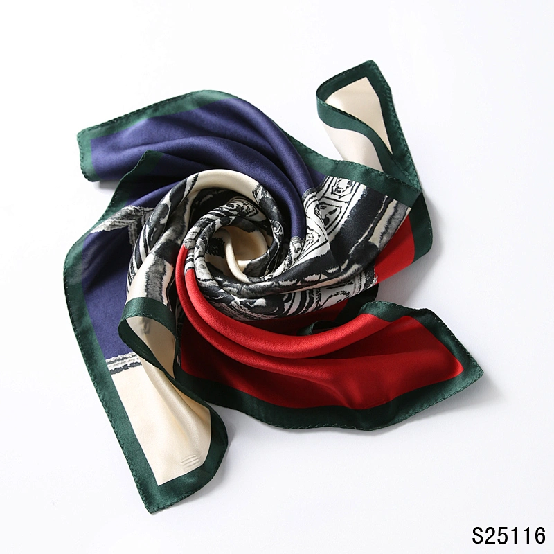 Custom Digital Printing Luxury Woman Big Polyester Scarves Custom Printed Personalized Square 100% Satin Silk Hijab Scarf
