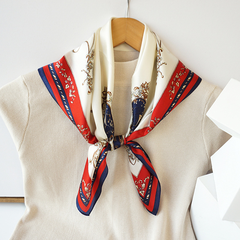 Wholesale Silk Luxury Silk Scarf Custom Printing Spring Summer Silk Neck Scarfs For Women
