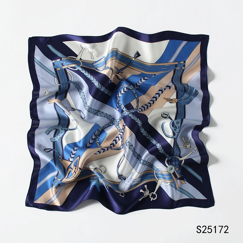 Fashion Square Scarf For Women Hijab Stylish Girls Bag Scarf Custom Professional Silk Satin Tree Pattern Scarf