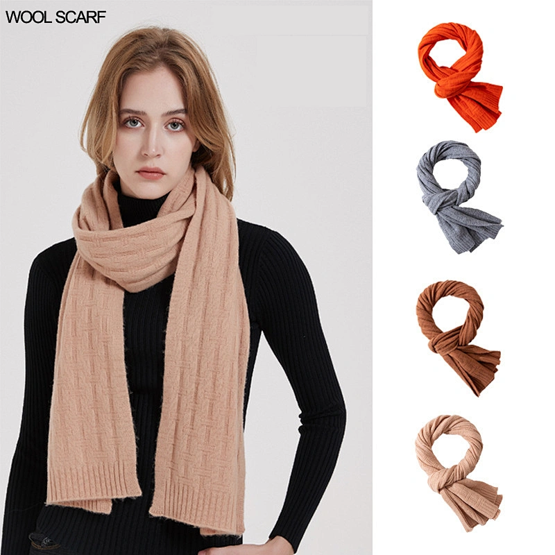 Wholesale Winter warm soft wool knitted scarf for women