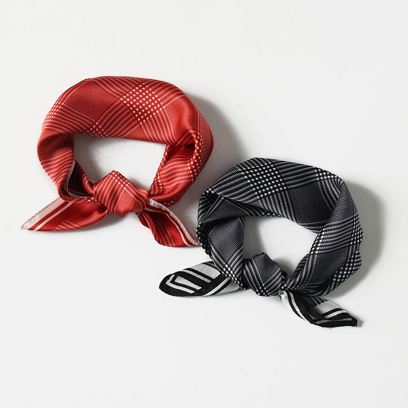 Custom 100%Silk Satin Printed Scarf For Women Summer Popular Bag Scarf Stripe Dot Palestinian Scarf