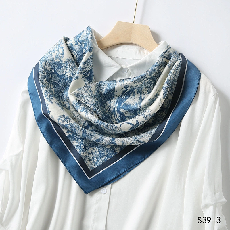 Scarf Manufacturer Wholesale Spring Summer Designer New Square Silk Scarf Colorful Printing Women Bandana