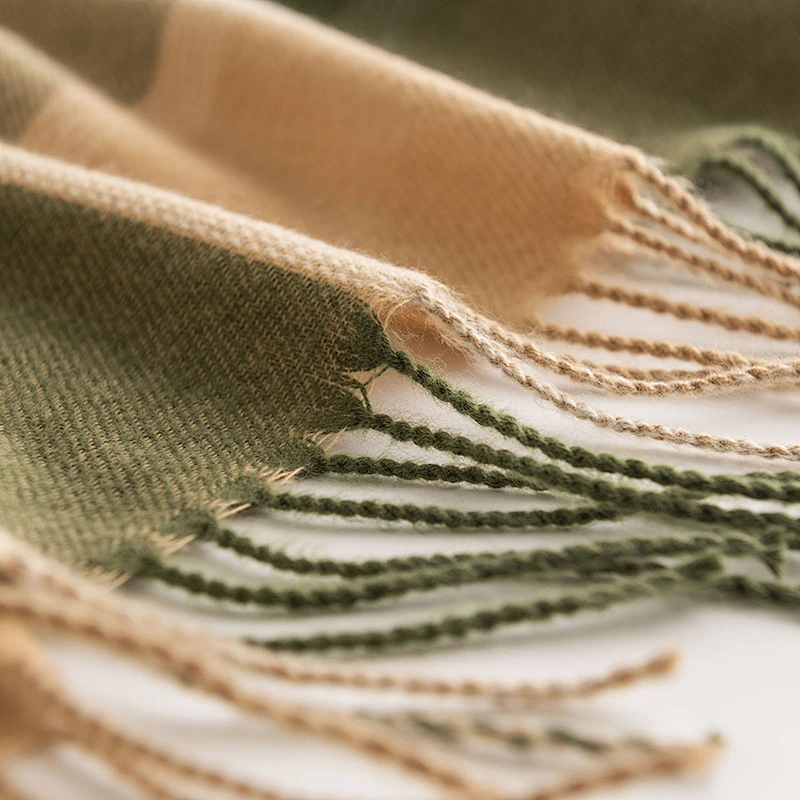 New Designer Warm Soft Pashmina Neck Scarves Shawl Blanket Ladies Plaid Tassel Cashmere Winter Scarf for Women