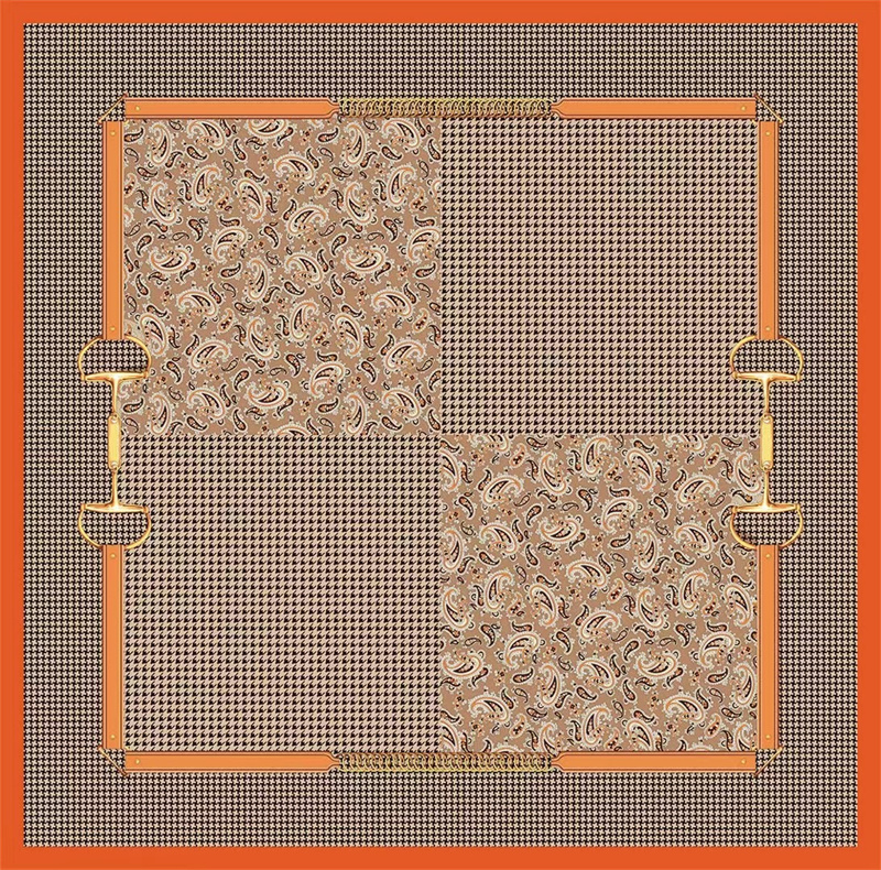 2022 New fashion large square 100% silk twill digital print scarf