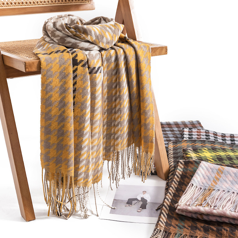 Wholesale Scarves Multiple Color Women Winter Houndstooth Scarf Shawl Wraps Soft Warm Luxury Brand Winter Long Scarf