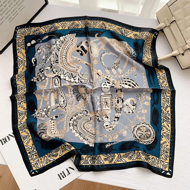 JASENSKY Silk Scarf Medium Square Satin Head Scarf For Women 26x26 inches