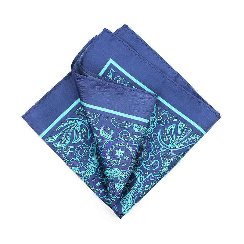 Paisley silk scarf navy silk scarf silk twill printing pocket square