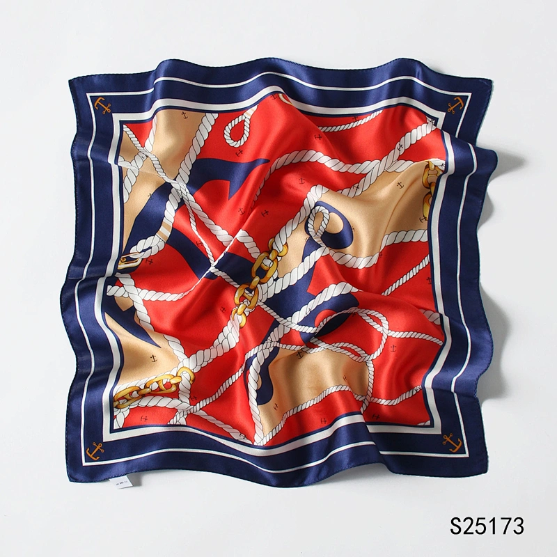 Fashion Square Scarf For Women Hijab Stylish Girls Bag Scarf Custom Professional Silk Satin Tree Pattern Scarf
