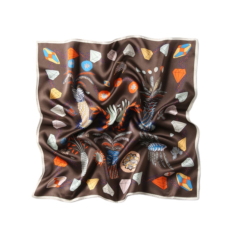 100% Natural Silk Scarf Women Design Print Foulard Neck Hairband Female Small Square Scarves Spring Kerchief