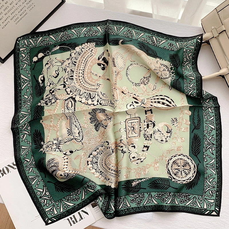 JASENSKY Silk Scarf Medium Square Satin Head Scarf For Women 26x26 inches