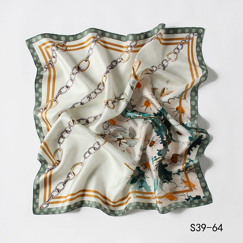 Luxury Twill Silk Hair Head Scarf Custom Printing Designer Woman Scarves Style Printed Square Scarf