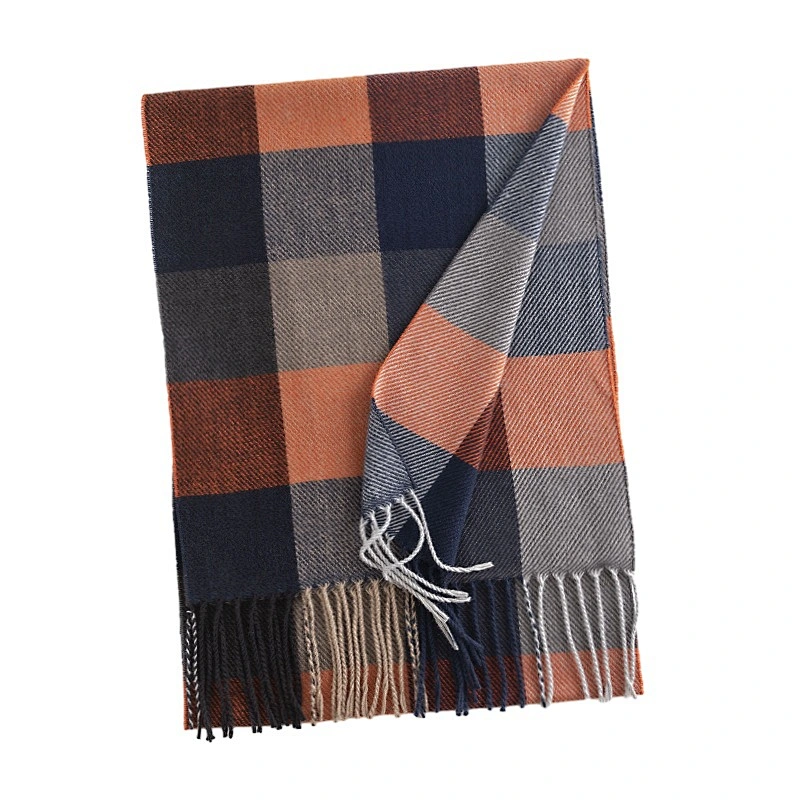Custom Check Scarves Tassel Long Shawls Winter Imitation Cashmere Scarf Other Scarves for Men