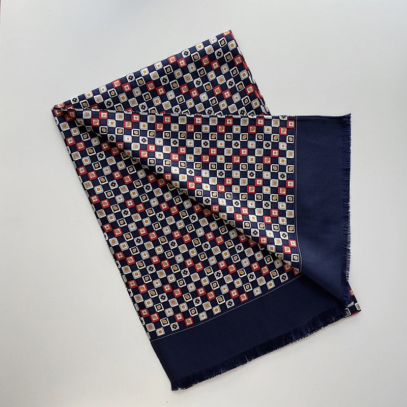 High Quality Custom Logo Printed Silk Satin Scarf 160x25cm Men Double-layer 100 Pure Silk Long Scarves