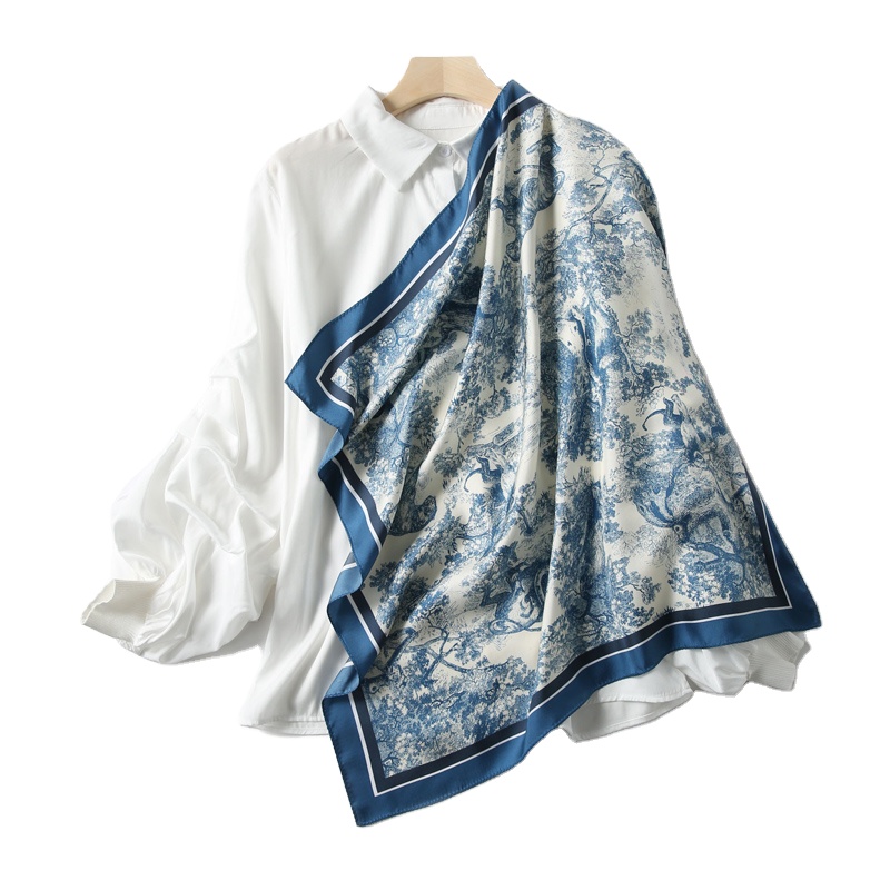 Scarf Manufacturer Wholesale Spring Summer Designer New Square Silk Scarf Colorful Printing Women Bandana