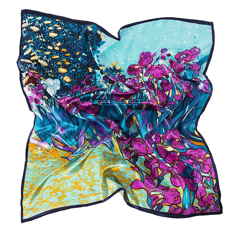 custom digital printing square silk scarves women 100% mulberry silk scarf