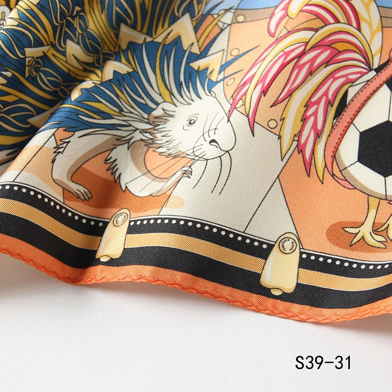 Custom Digital Printing Luxury Woman Big Polyester recycled  Scarf Custom Printed Personalized Square polyester Satin headScarf
