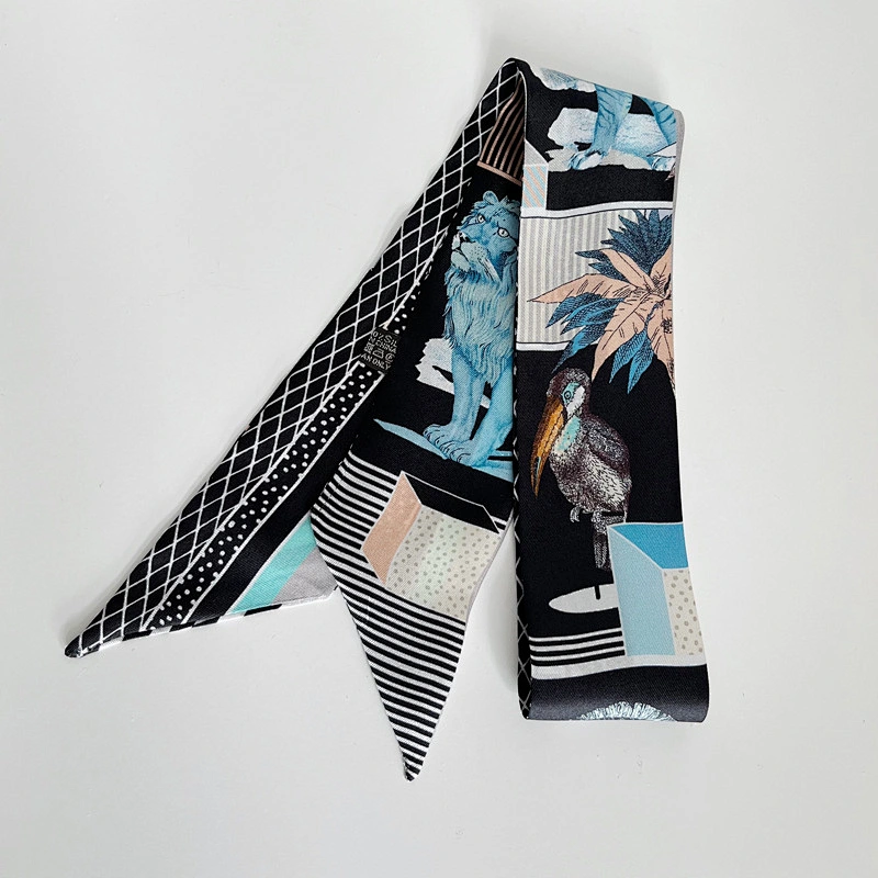 Wholesale Silk Twill Scarf Women Bag Ribbon Female Hair Skinny Scarf